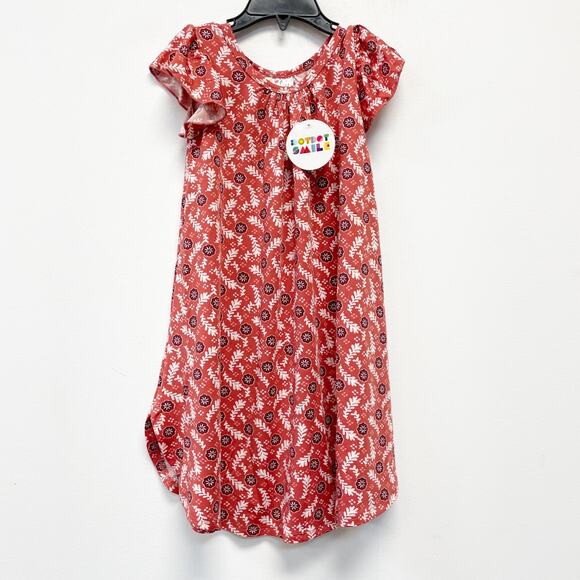 Dot Dot Smile Girls Red Floral Swing Short Sleeve Dress Size 3/4 - Picture 1 of 4